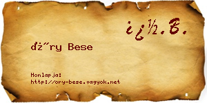 Őry Bese névjegykártya